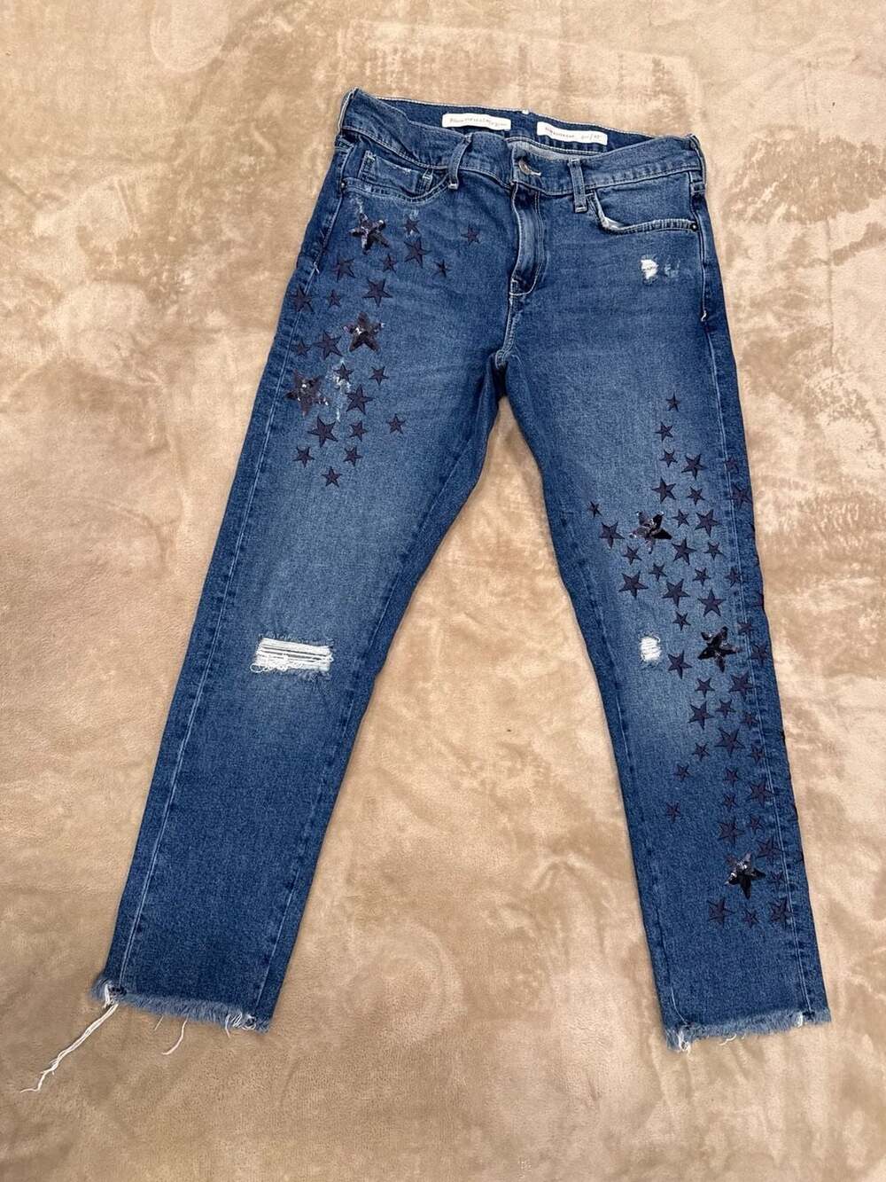Pilcro And The Letterpress Embroidered Star Slim Boyfriend Jeans Size 28
